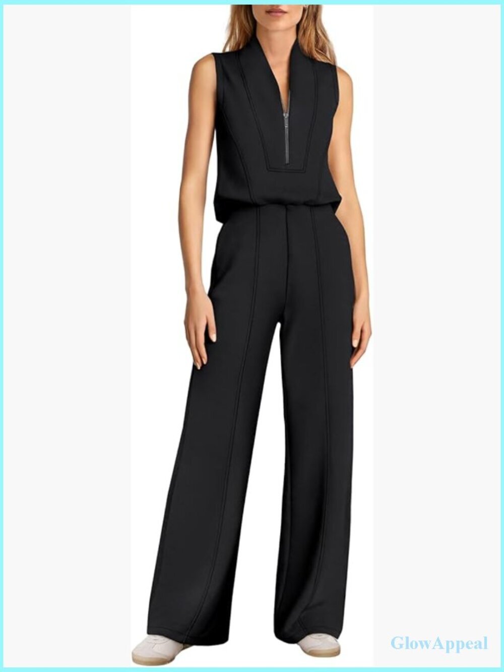 Sleeveless Wide Leg Jumpsuit Dressy Casual Travel Outfit
